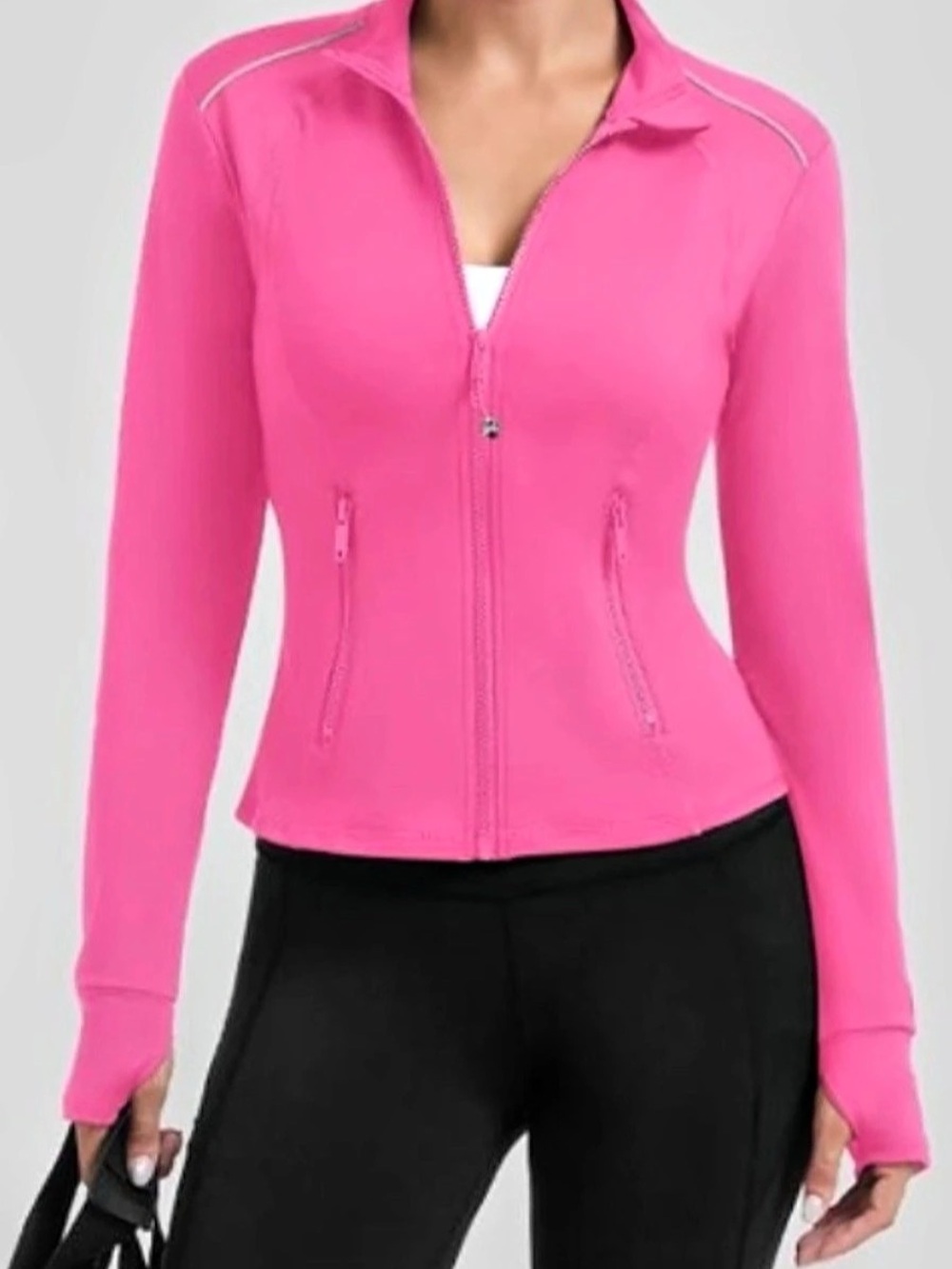 Zip Front Athletic Jacket in Pink